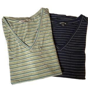 Toad&Co Swifty Pocket‎ Tee Lot 2 Women’s M Striped V Neck Short Sleeve Shirts